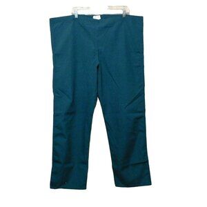 Landau Scrub Pants Large Petite Green Drawstring Polyester Cotton NEW